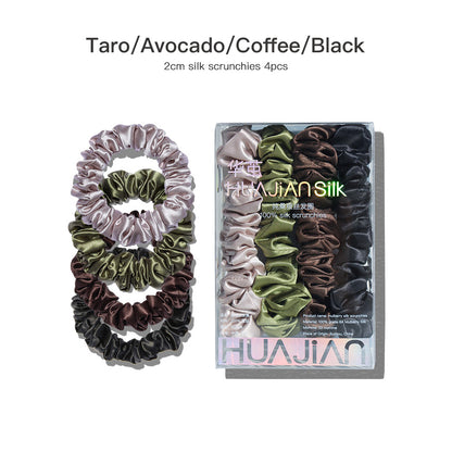 Taro/Avocado/Coffee/Black 2cm silk scrunchies